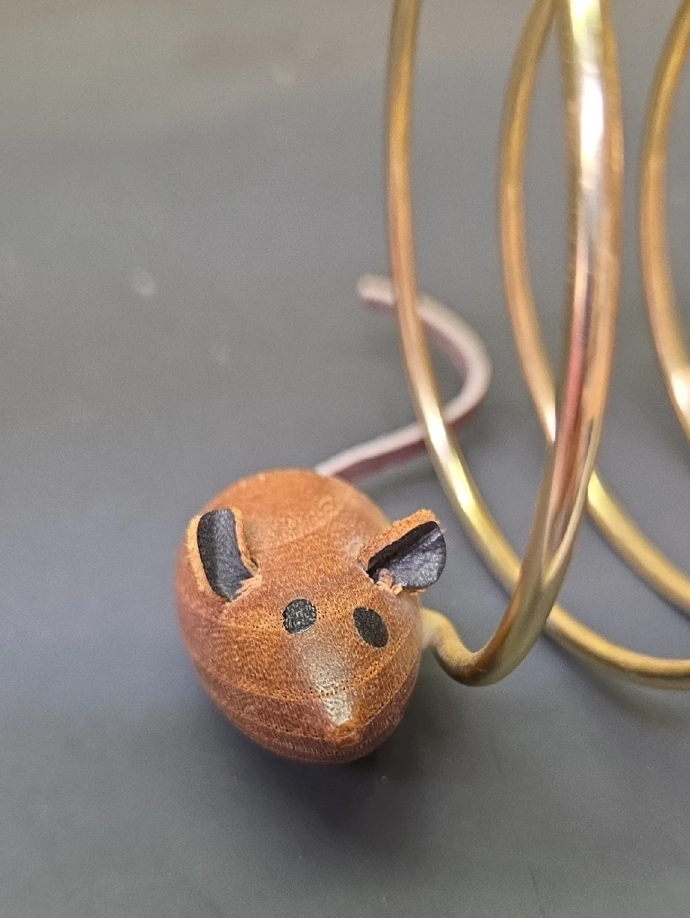 Vintage MCM Mid Century Modern Wood Cat & Mouse Spiral‎ Letter Rack Holder Japan